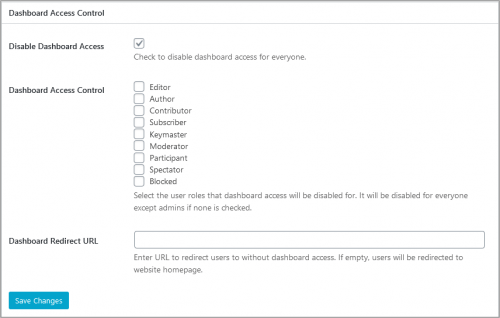 ダッシュボードの非表示