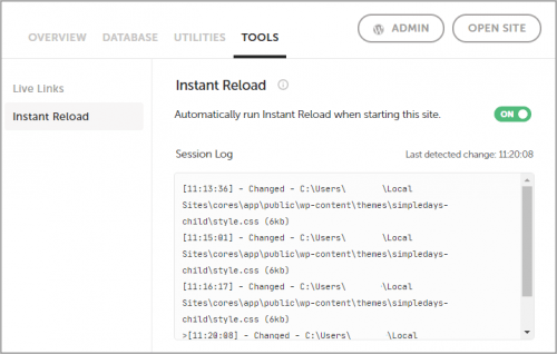 TOOLSのログ画面