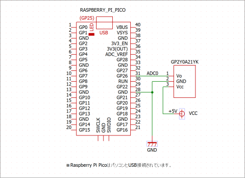 GP2Y0A21YK 接続図