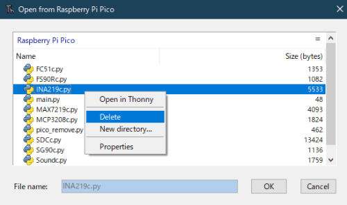 Thonny ファイル削除